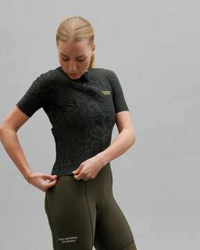 Women's Essential Jersey -  Check Olive Green